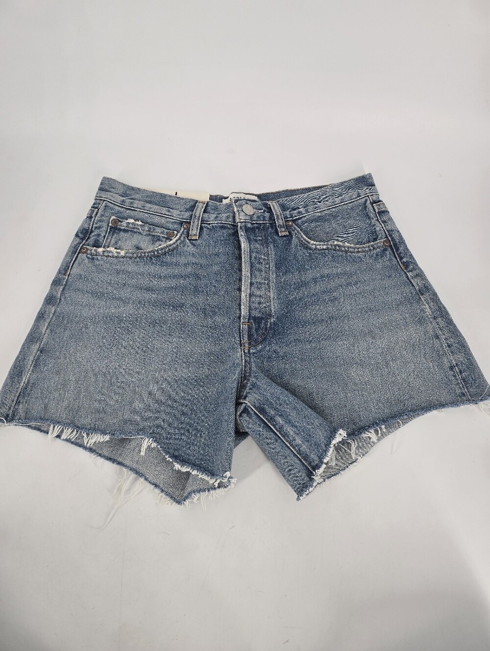 AGOLDE Parker Long Short Wheel Blue Size 26 Loose Fit Vintage Cotton Denim NEW